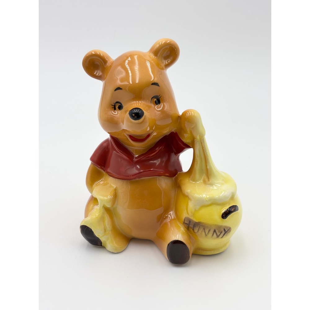 Vintage Disney Winnie the Pooh Ceramic Figurine Hunny Pot Japan 5 Inch Toy Bear